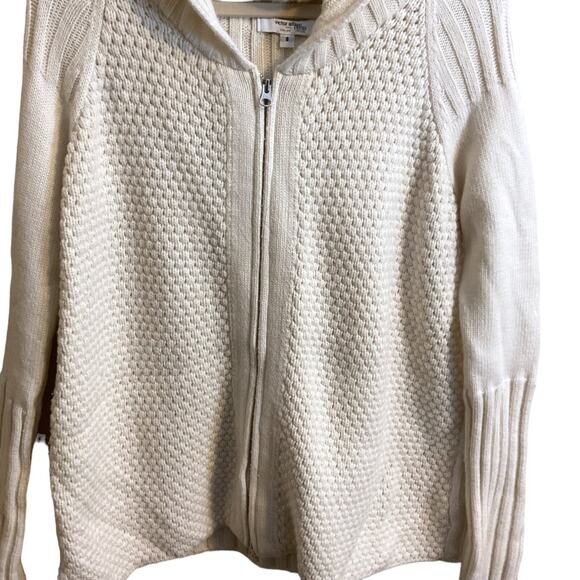 Victor Alfaro Cardigan Sweater Women's Size S Ivory Lambs Wool Blend Knit Zip Up - Picture 6 of 11